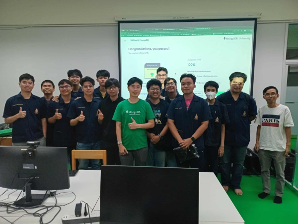 คุณปิติ จำปีทอง Senior Consulting Engineer ของ MongoDB สิงคโปร์  เป็นวิทยากร อบรมหัวข้อ Building RAG Apps Using MongoDB Skill Badge Workshopให้แก่ นักศึกษาสาขาวิชาวิศวกรรมคอมพิวเตอร์ ในชุดวิชา AI for Social Media